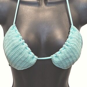 Victoria's Secret The Teeny Triangle Crochet Bikini Top - Sea Green Teal Medium
